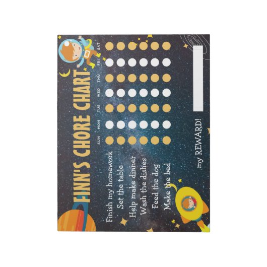 Ruimteschores, Astronaut Responsibility Chart Notitieblok (Linkerzijde)