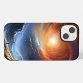 Ruimtesciencefiction-landschapskunst iPhone Hoesje (Achterkant horizontaal)