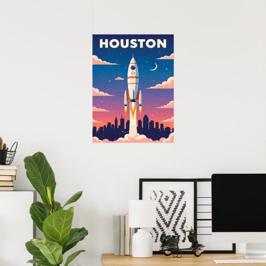 ruimtestad Houston Poster (Thuiskantoor)