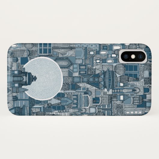ruimtestad mono blauw Case-Mate iPhone case (Achterkant (horizontaal))