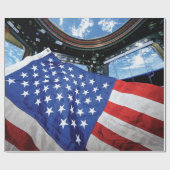 Ruimtestation Amerikaanse vlag Aardbaan Cadeaupapier (Vlak)