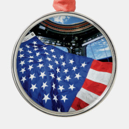 Ruimtestation Amerikaanse vlag in de baan om de aa Metalen Ornament