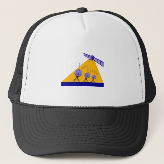Ruimtestation en satelliet Dish Retro Trucker Pet (Voorkant)