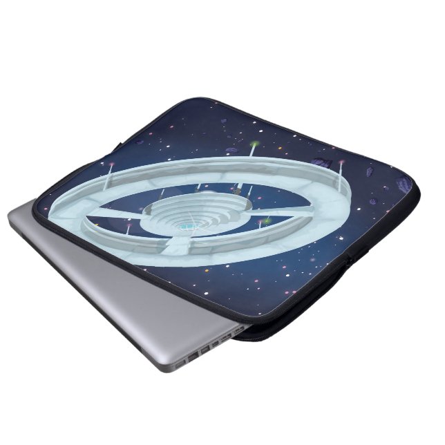 Ruimtestation Laptop Sleeve (Voorkant onderkant)