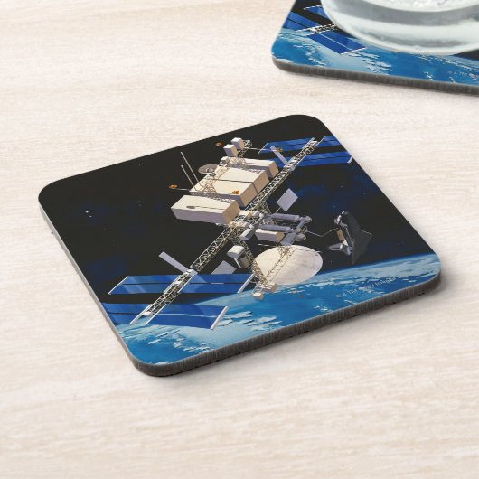 Ruimtestation Orbiting Earth 10 Bier Onderzetter (Linkerzijde)