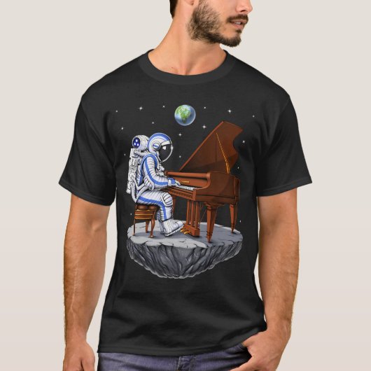 Ruimtester Astronaut Pianist T-shirt (Voorkant)