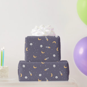 Ruimtesterren, raketmanen en planeten cadeaupapier