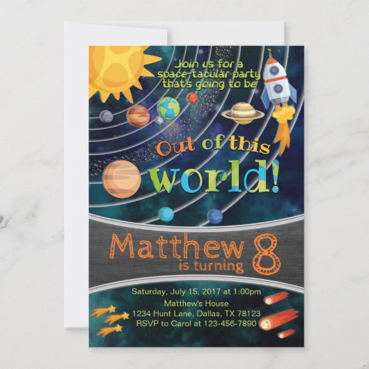 Ruimtesysteem - Birthday - uitnodiging (Voorkant)