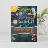 Ruimtesysteem - Birthday - uitnodiging (Staand voorkant)