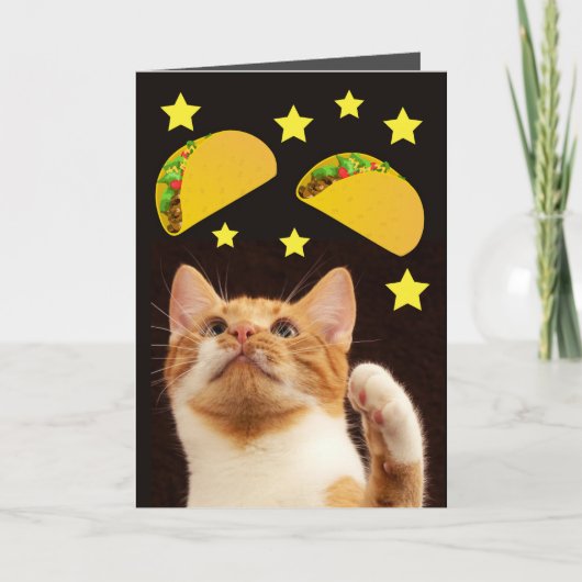 RUIMTETACO CAT MET TACOS BIRTHDAAGKAARTEN KAART (Voorkant)