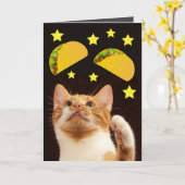RUIMTETACO CAT MET TACOS BIRTHDAAGKAARTEN KAART (Gele Bloem)