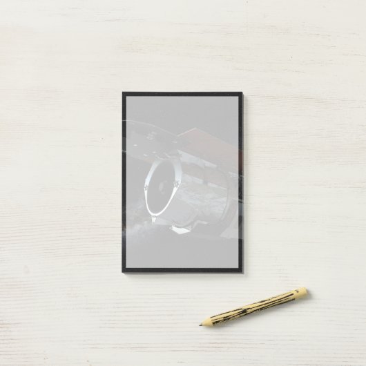 Ruimtetelescoop-ruimtetelescoop met infraroodstral post-it® notes (Op bureau)