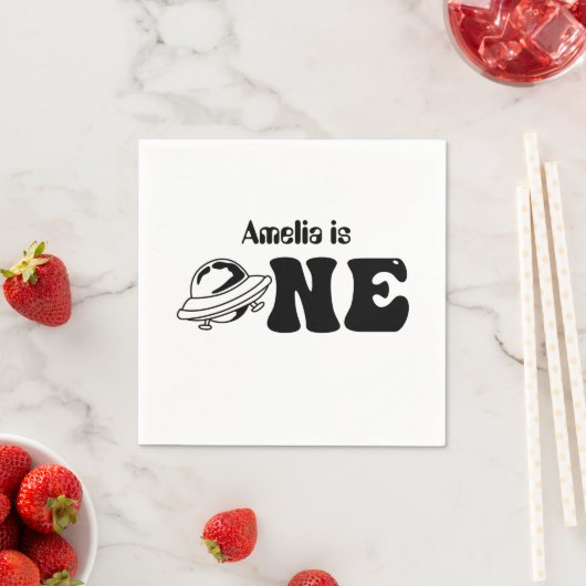 Ruimtethema 1e verjaardag Aangepaste uFO Servet (Insitu)