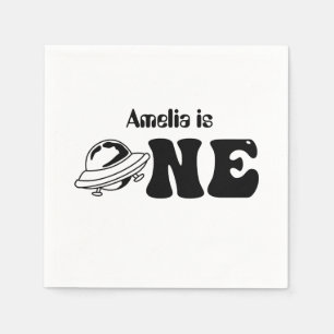 Ruimtethema 1e verjaardag Aangepaste uFO Servet