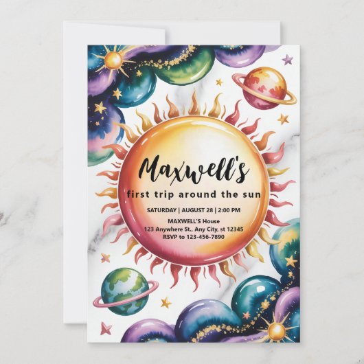 Ruimtethema 1e verjaardag kaart (Voorkant)