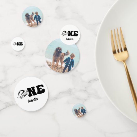 Ruimtethema 1e verjaardag UFO foto Confetti (Groep)