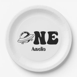 Ruimtethema 1e verjaardag UFO Papieren Bordje