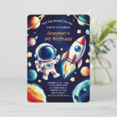  ruimtethema 1e verjaardagsuitnodiging kaart (Staand voorkant)