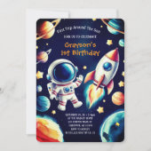  ruimtethema 1e verjaardagsuitnodiging kaart (Voorkant)