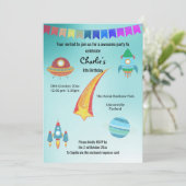 Ruimtethema Aqua Star Birthday Kaart (Staand voorkant)