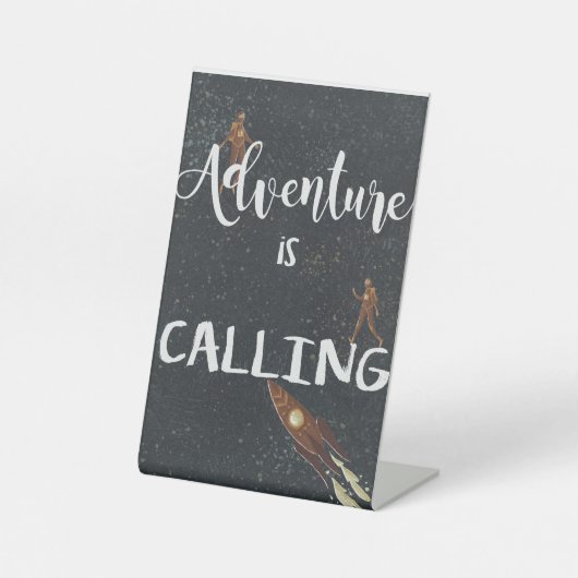 Ruimtethema Astronauten Verjaardag Reclamebord Met Voetstuk (Voorkant)