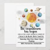 Ruimtethema Babyschoenen Uitnodigingen (Voorkant / Achterkant)