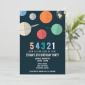 Ruimtethema Birthday Counterdown Party Invitation Kaart (Staand voorkant)