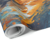 Ruimtethema blauw en goud Abstract modern Cadeaupapier (Rol Hoek)