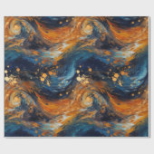 Ruimtethema blauw en goud Abstract modern Cadeaupapier (Vlak)