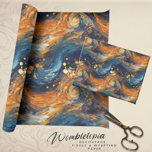 Ruimtethema blauw en goud Abstract modern Cadeaupapier