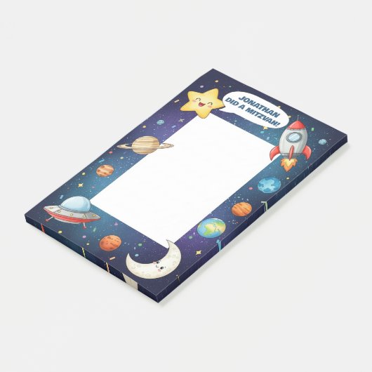 Ruimtethema gepersonaliseerde mitswa post-it® notes (Schuin)