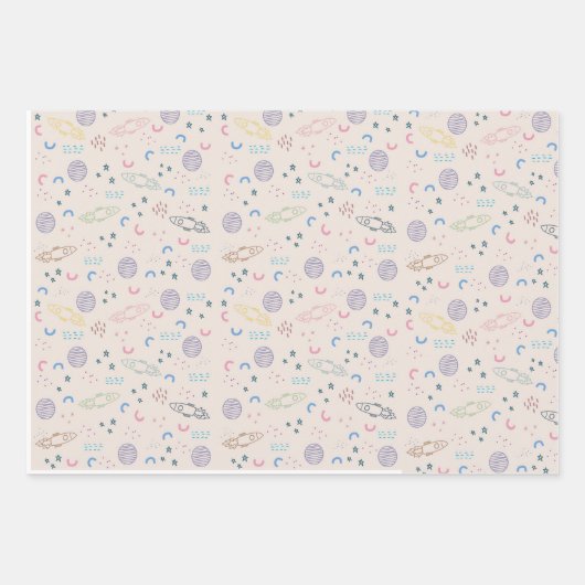 Ruimtethema geschenkverpakking voor astronomische inpakpapier vel (Voorkant)