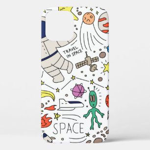 Ruimtethema in illustratie doedelstijl Case-Mate iPhone case