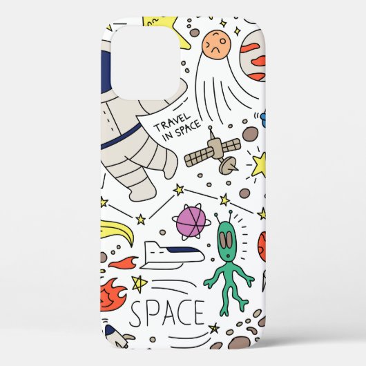 Ruimtethema in illustratie doedelstijl Case-Mate iPhone case (Achterkant)