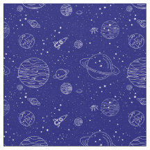 Ruimtethema Planets Rockets Stars op blauw