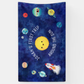 Ruimtethema Rocket Shiket First Birthday Buitspace Spandoek (Verticaal)