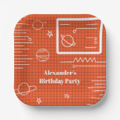 Ruimtethema Ruimteschip computerscherm Birthday Papieren Bordje (Voorkant)