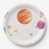 Ruimtethema Waterverf Design - Licht Papieren Bordje (Voorkant)