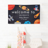Ruimtethema Welkom Schattige Customer Baby shower Spandoek (Insitu)