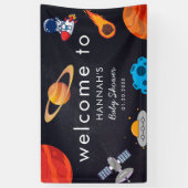 Ruimtethema Welkom Schattige Customer Baby shower Spandoek (Verticaal)