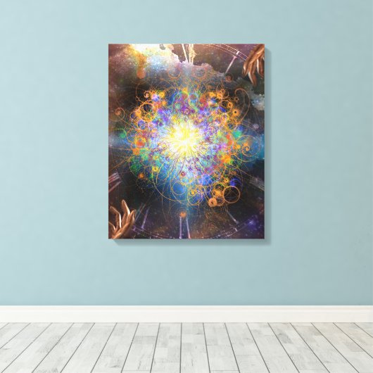 Ruimtetijd atomair canvas afdruk (Insitu (Houten vloer))