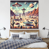 Ruimtetijdperk Alien Desert Invasion Fantasy Art Canvas Afdruk (Insitu (Slaapkamer))