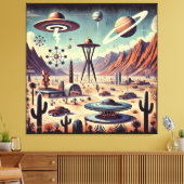 Ruimtetijdperk Alien Desert Invasion Fantasy Art Canvas Afdruk (Insitu (Woonkamer))