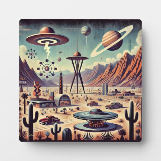 Ruimtetijdperk Alien Desert Invasion Fantasy Art Fotoplaat (Voorkant)