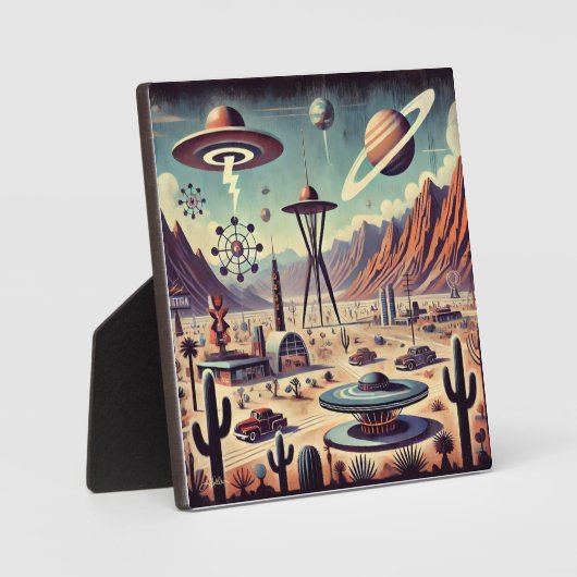 Ruimtetijdperk Alien Desert Invasion Fantasy Art Fotoplaat (Voorkant)