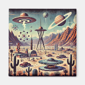 Ruimtetijdperk Alien Desert Invasion Fantasy Art Magneet (Voorkant)