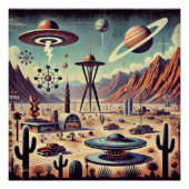 Ruimtetijdperk Alien Desert Invasion Fantasy Art Perfect Poster (Voorkant)