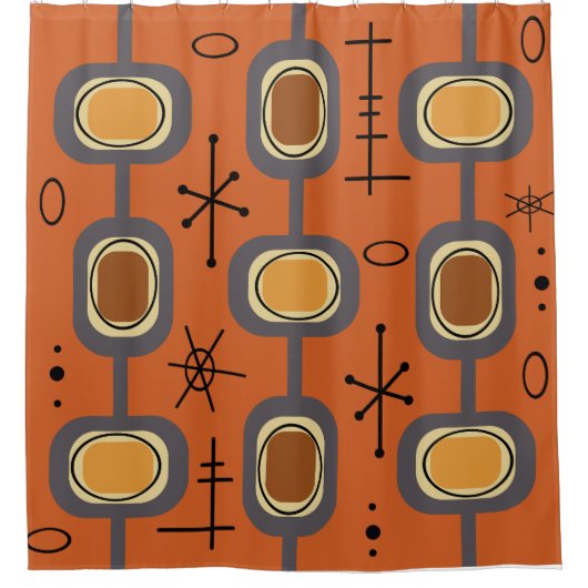 Ruimtetijdperk Geometrische kunst verbrand Sinaasa Douchegordijn (Voorkant)