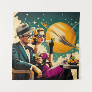 Ruimtetijdperk Las Vegas Martini Gangster Feestje Wandkleed