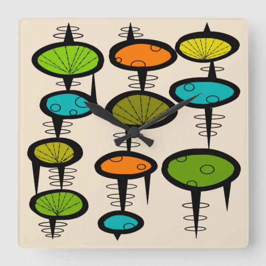 Ruimtetijdperk midden-centraalklok vierkante klok (Voorkant)